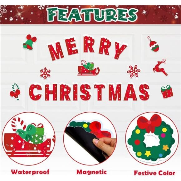 Christmas Decor Garage Door Magnets, 25pcs Magnetic Merry...